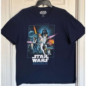 STAR WARS - M Sz XL - Star Wars Episode IV, A New Hope Movie Poster Tee in Navy